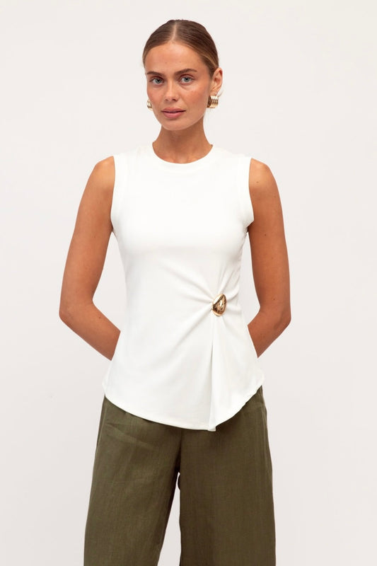 Statement Rib Tank - White