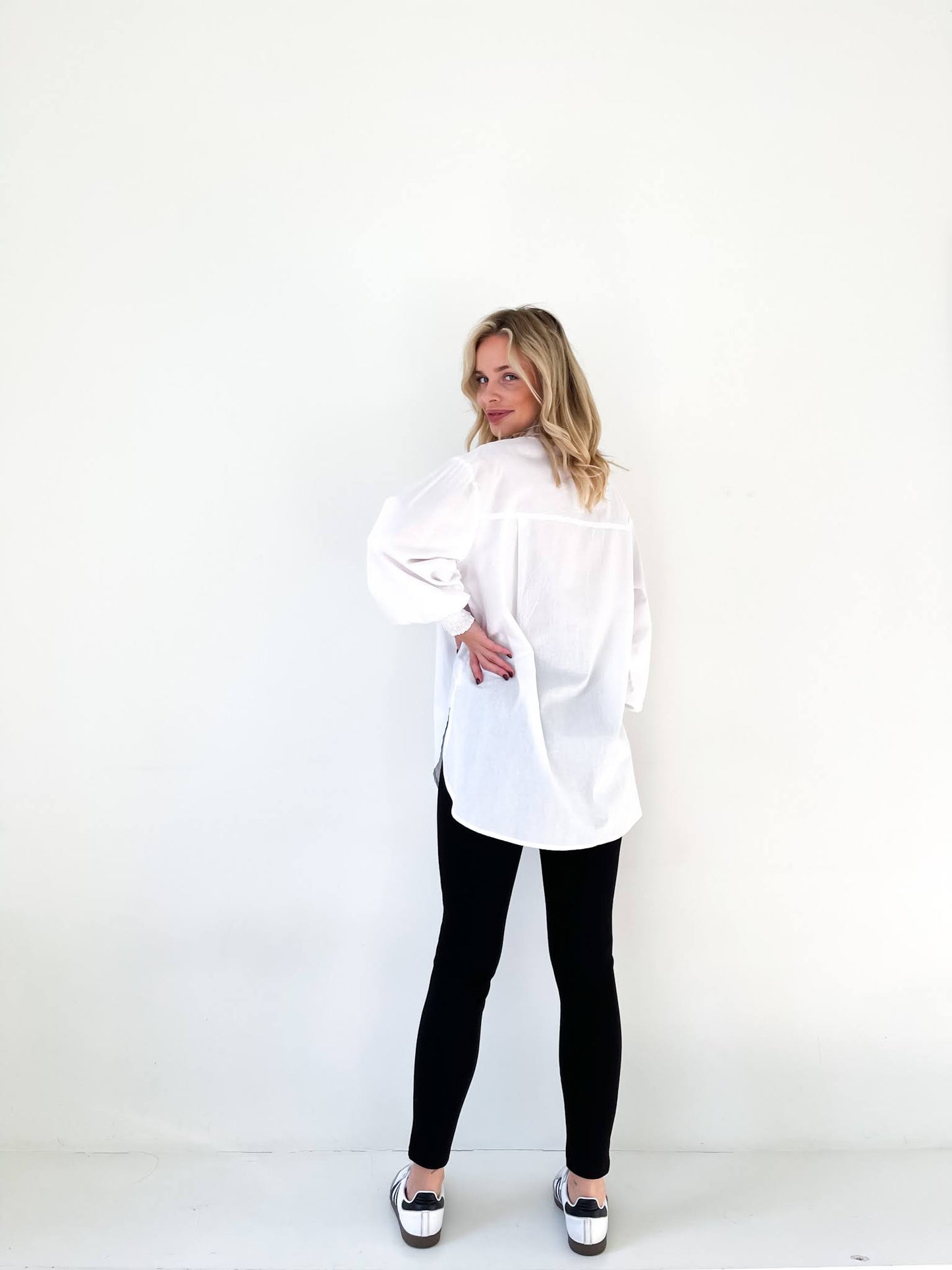 Cuffed Oversized Shirt- White