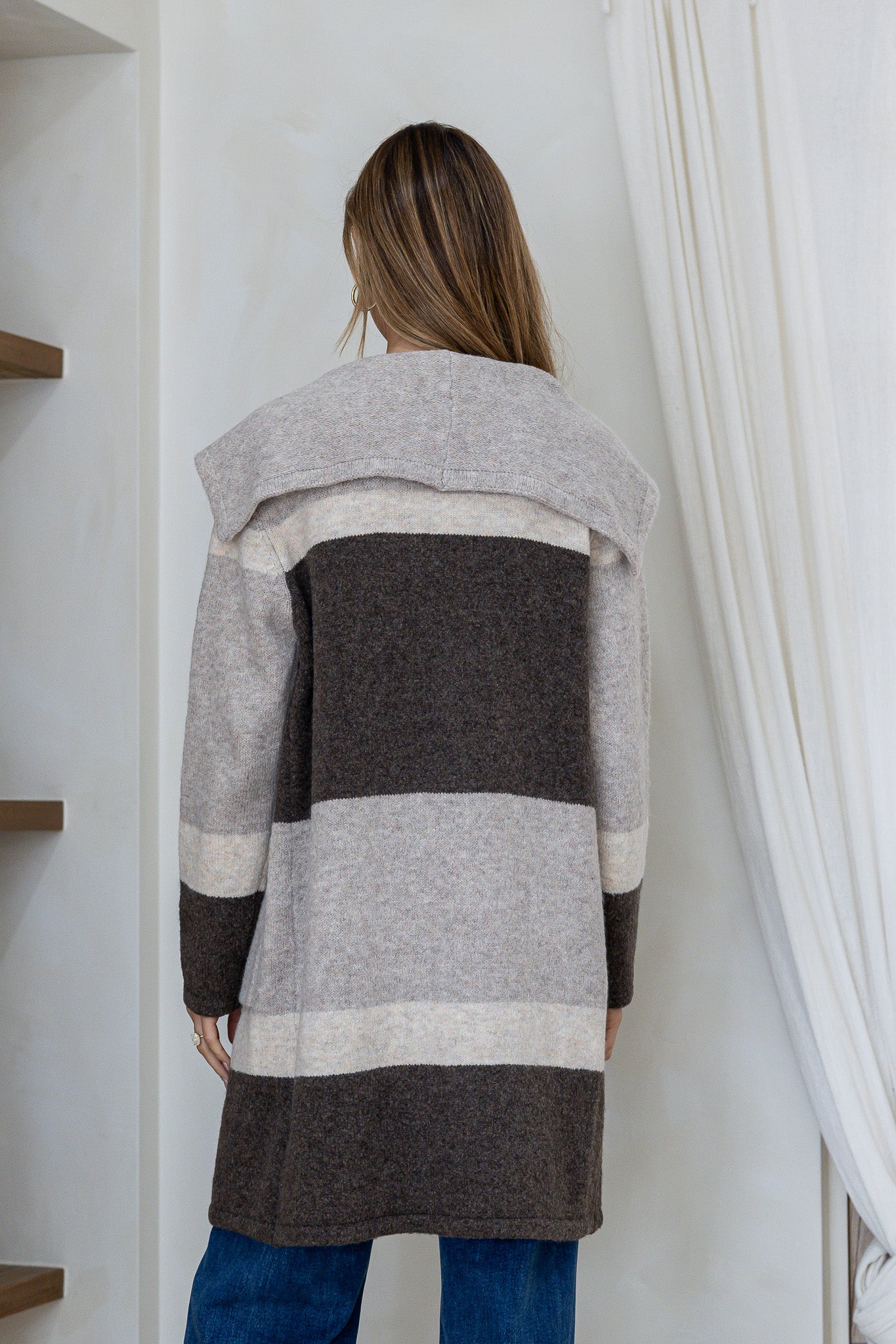 Barlow Long Line Knit- Choc/Taupe