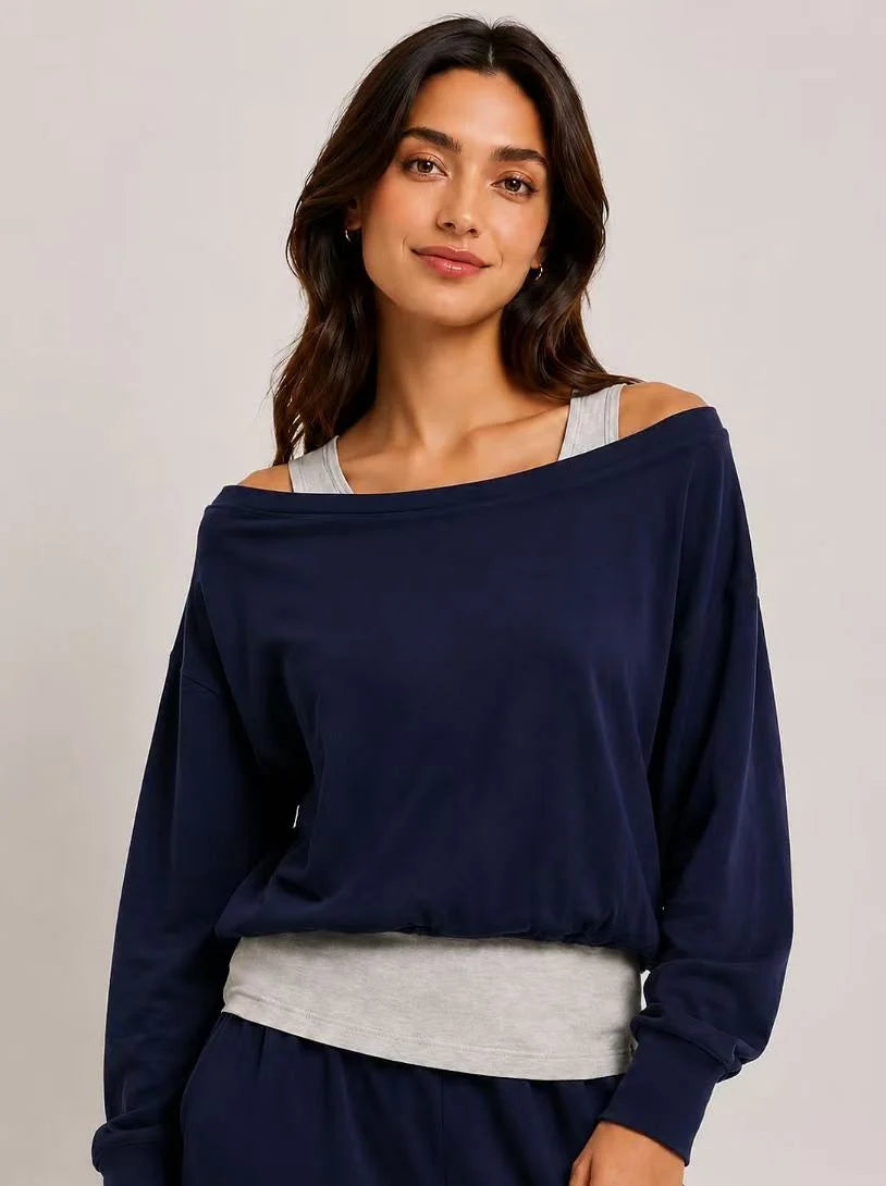 Dixie Double Layer Top- Navy