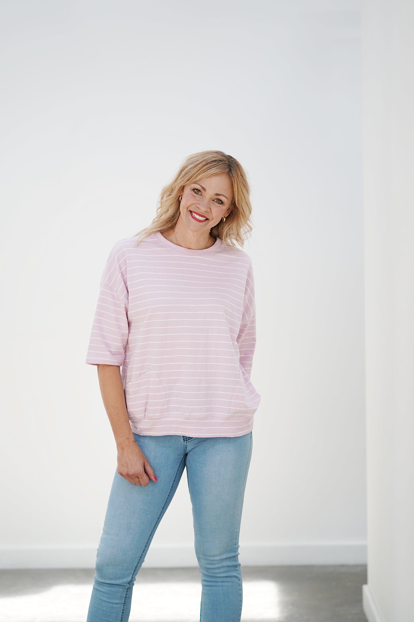 Mazie Sweat - Purple/Pink Stripe