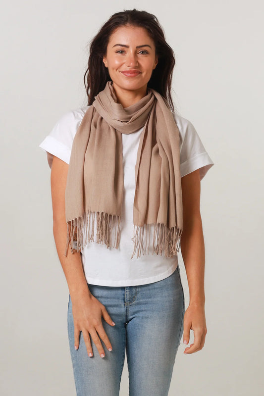 Plain Cotton Scarf- Taupe