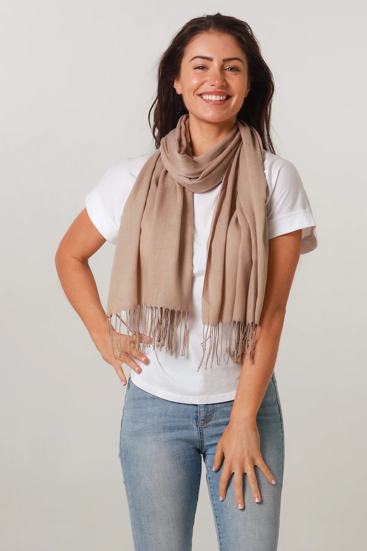 Plain Cotton Scarf- Taupe