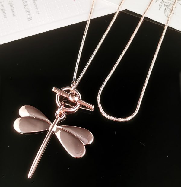 Dragon Fly Necklace - Rose Gold