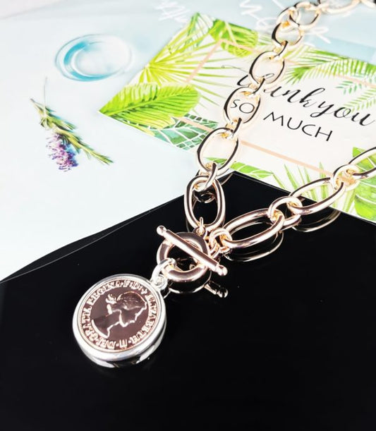 Coin Loop Necklace - Rose Gold