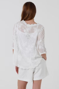 Willow Button Top- White