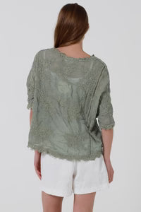 Willow Button Top- Khaki