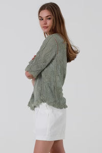 Willow Button Top- Khaki