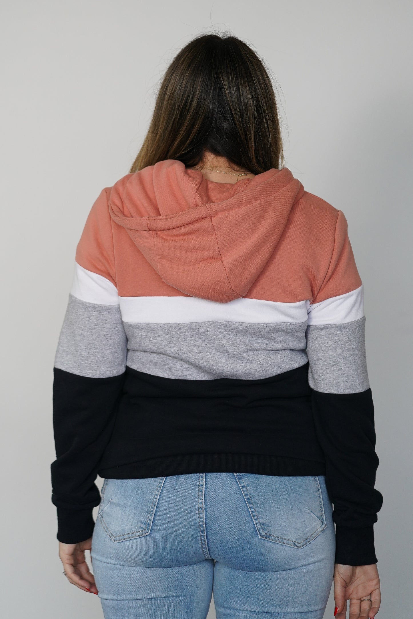 Overlay Panelled Hoody - Apricot