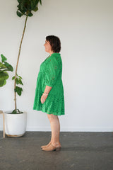 Crochet Button Dress- Green