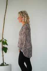 Pleated Leopard Top