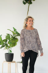 Pleated Leopard Top