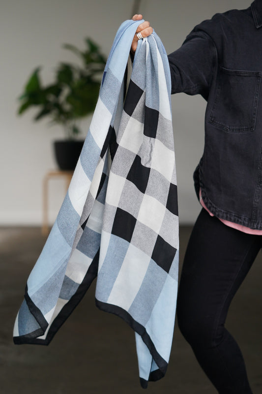 Blue Check Scarf