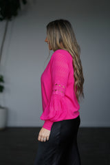 Laney Lace Top - Hot Pink