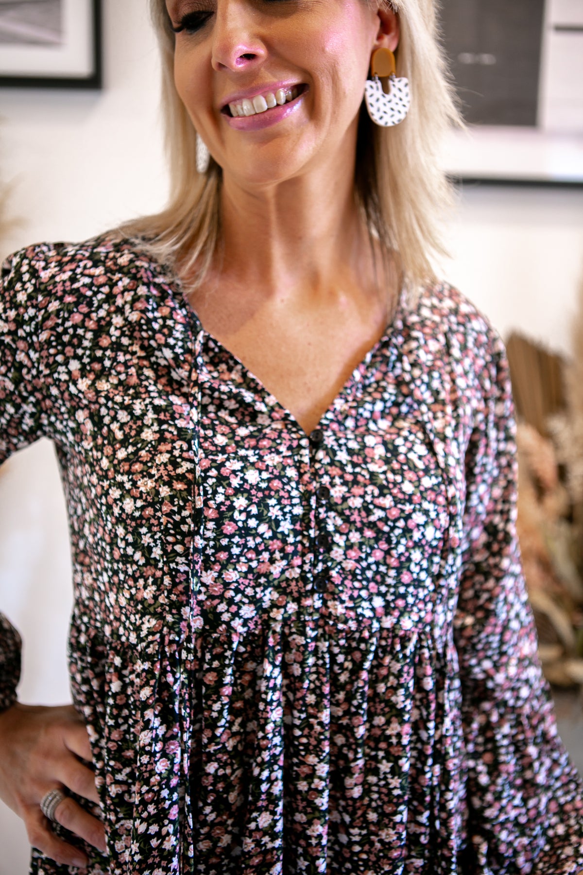 Sanctury Shirt - Black Floral