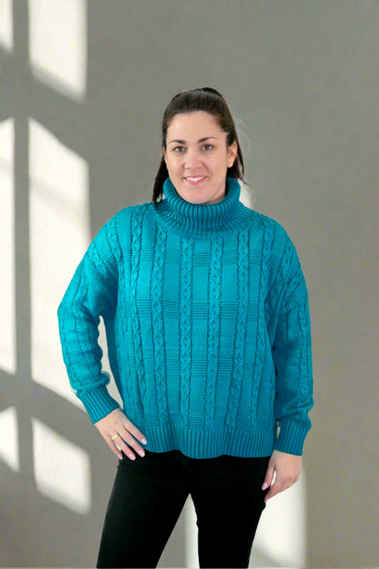 Turtle Neck Jumper- Aqua