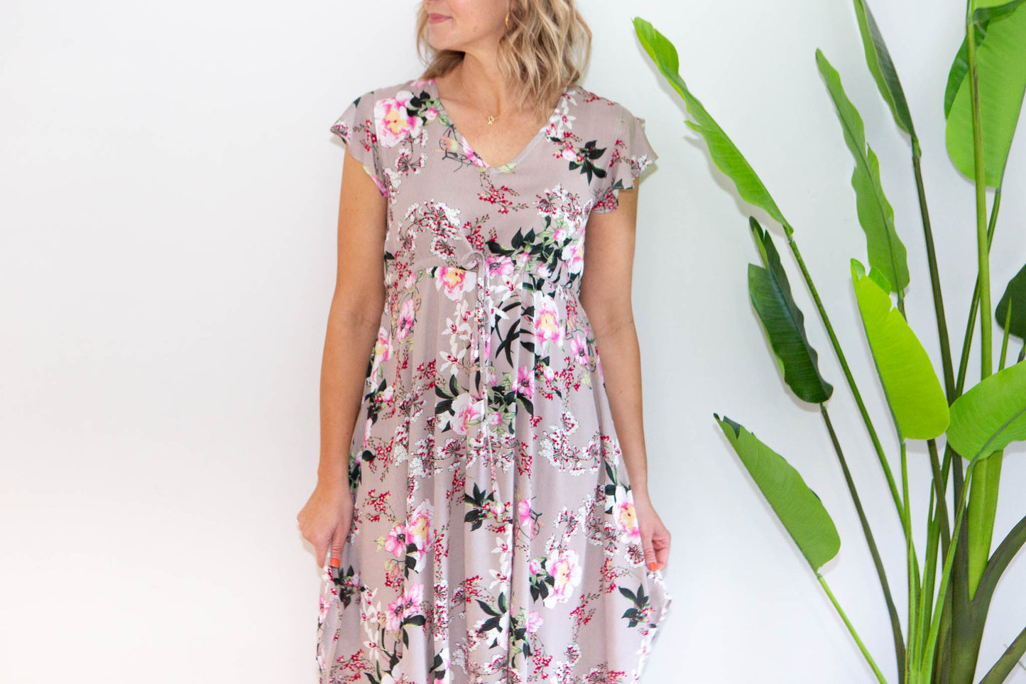 Paradise Dress- Taupe Floral