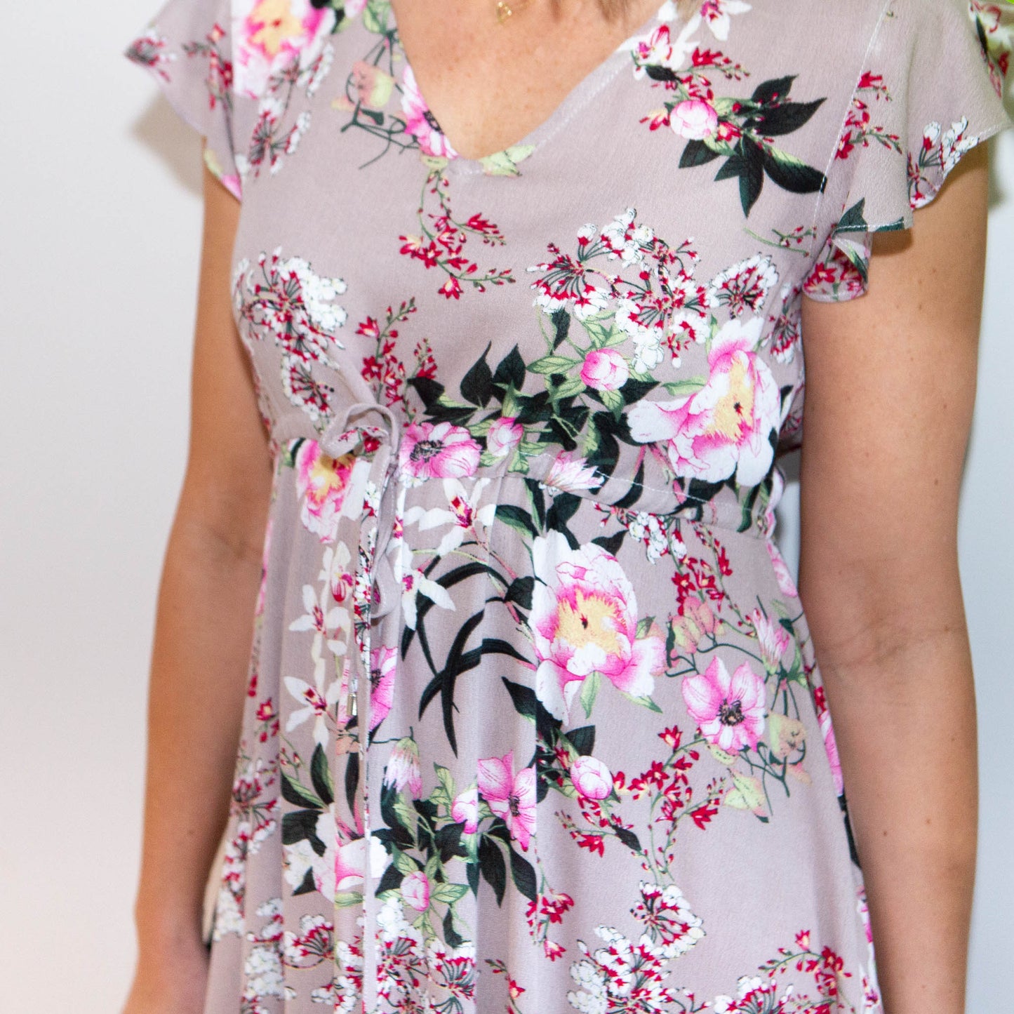 Paradise Dress- Taupe Floral