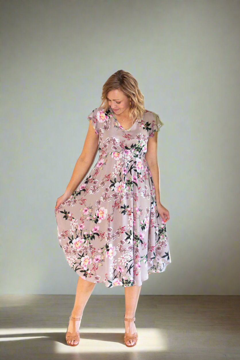 Paradise Dress- Taupe Floral