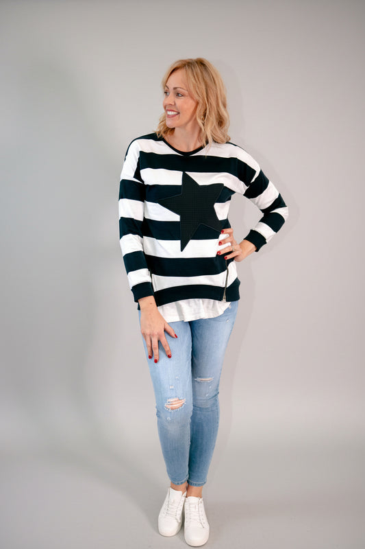 Distant Star Crew- Navy/White Stripe
