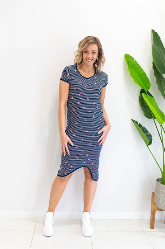 Toocan Dress- Navy Stripe