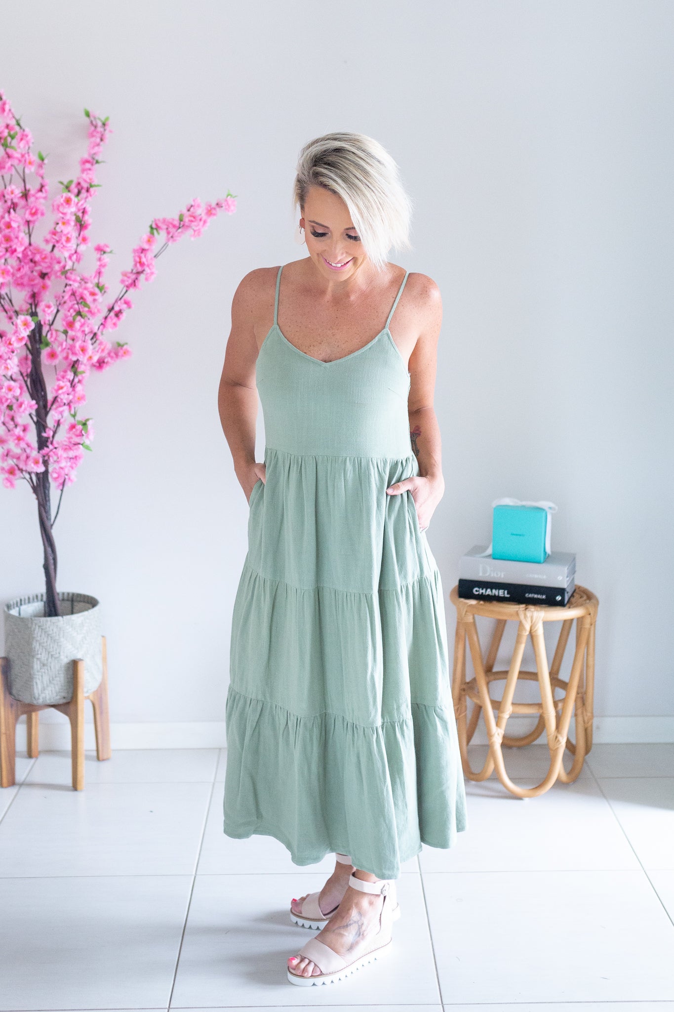 Linen Maxi Dress- Khaki