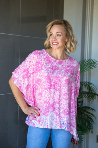 Pink Paisley Oversized Top - BAXTER & ONLINE ONLY)