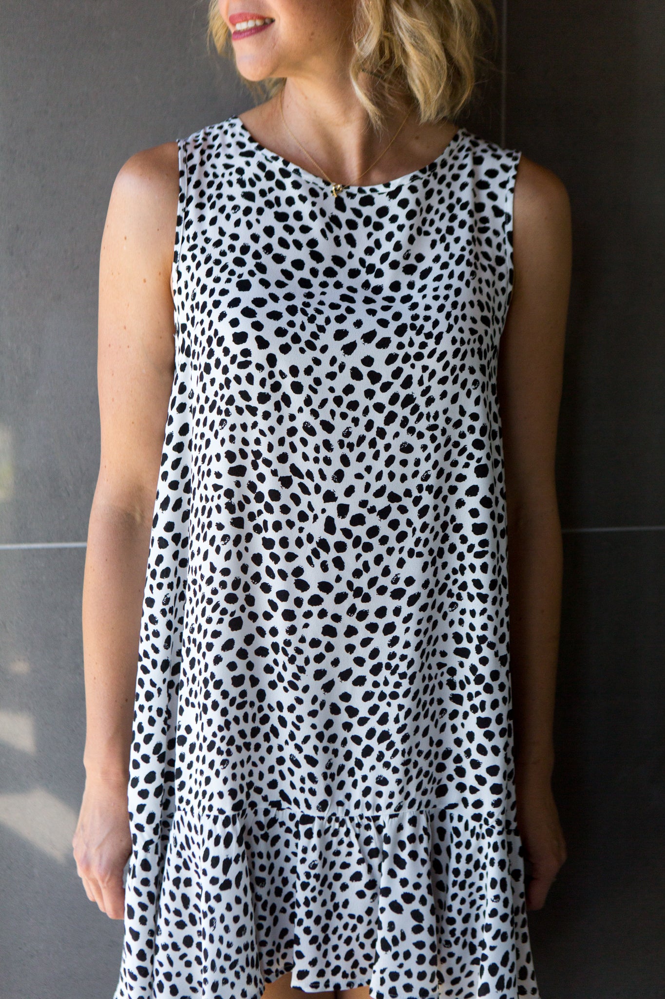 Dalmatian Shift Dress- Black/White