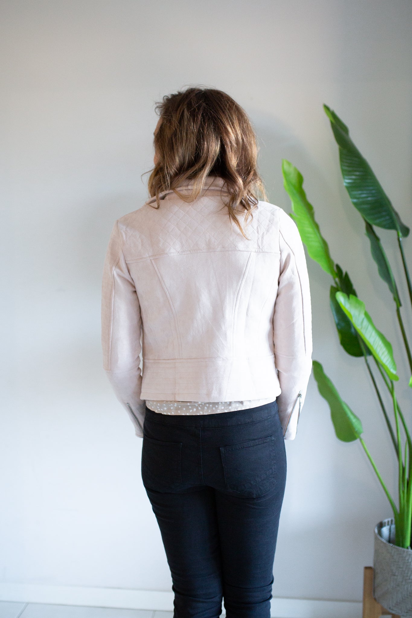 Suede Biker Jacket - Blush