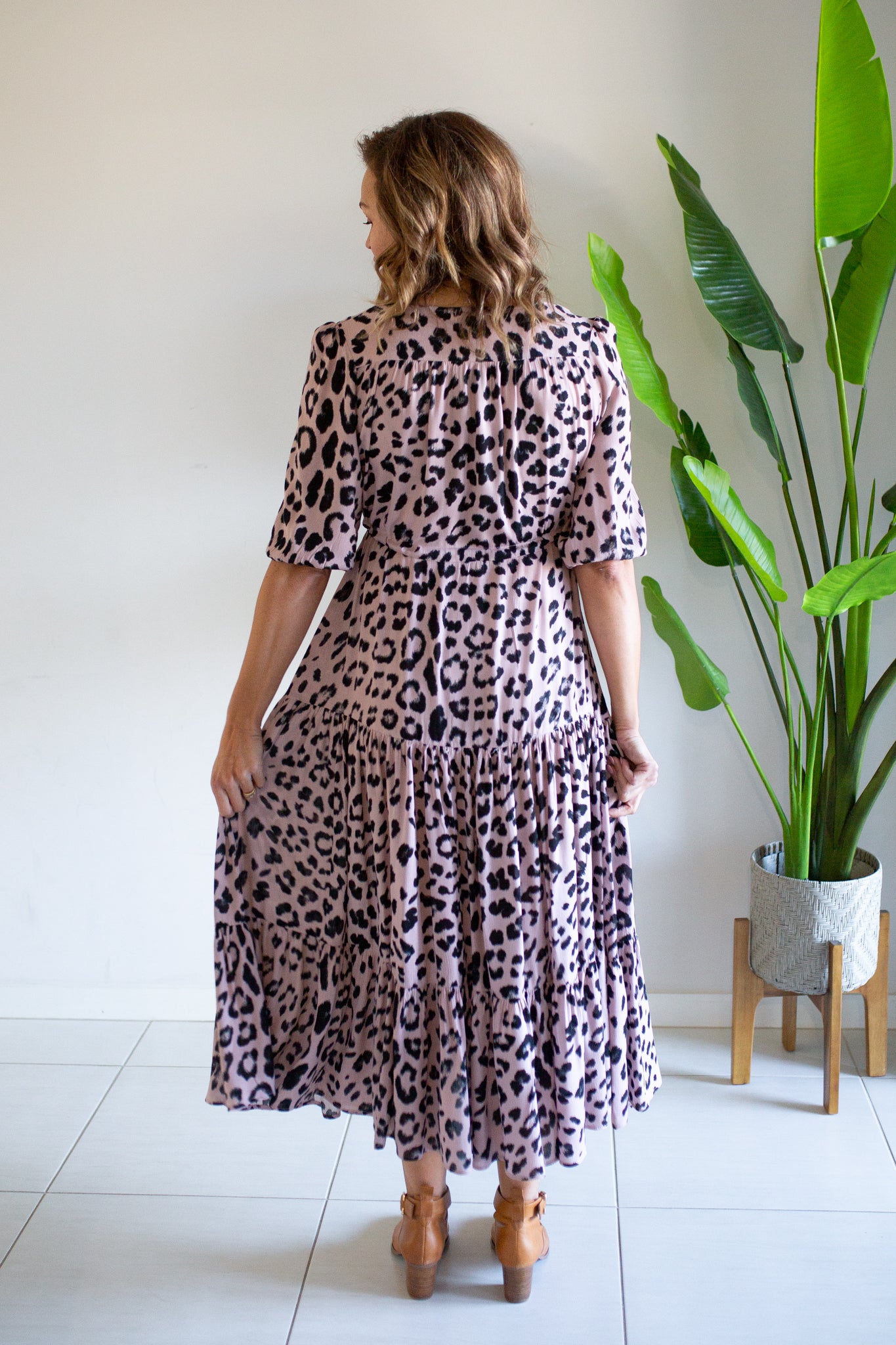 Dusty Pink Leopard Maxi Dress