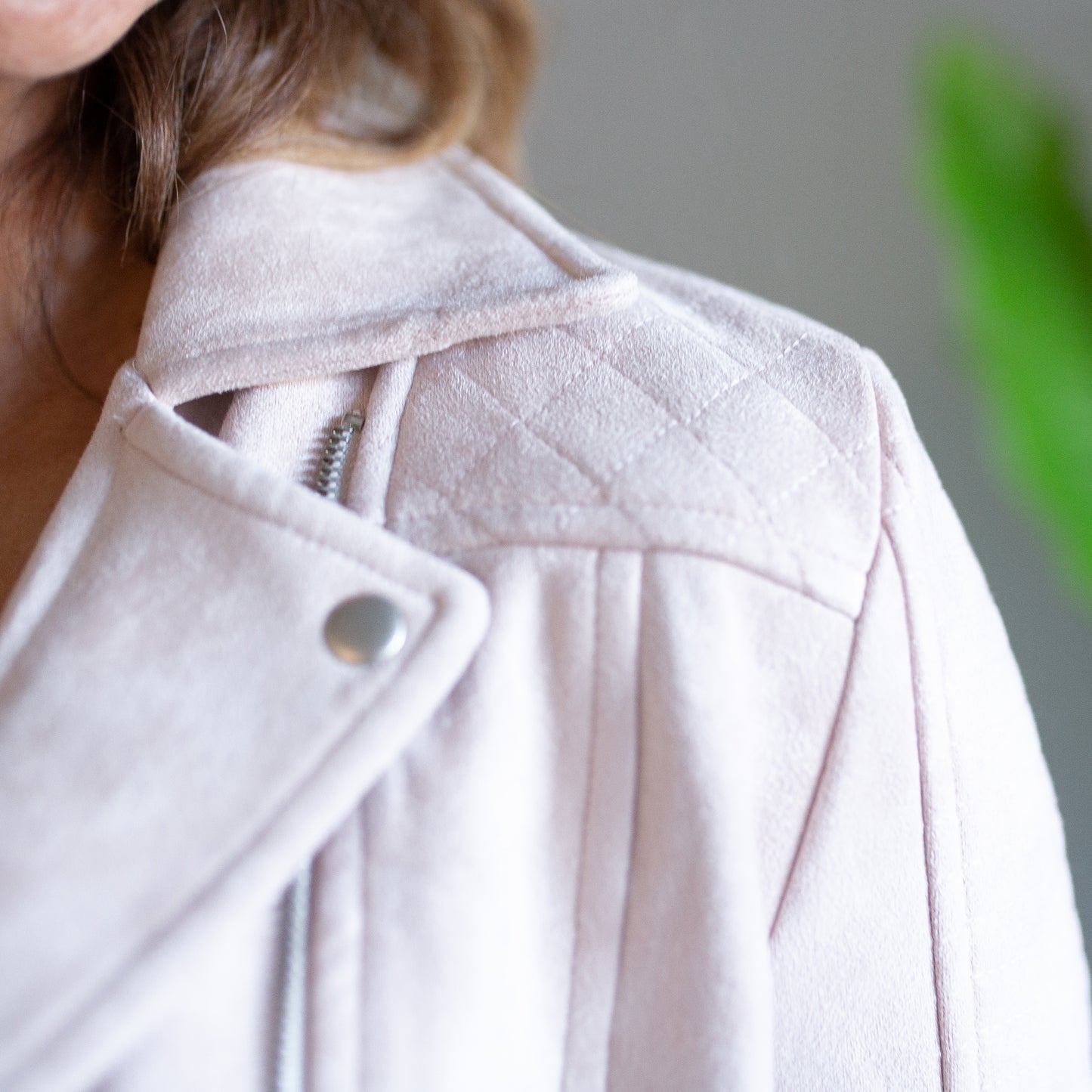 Suede Biker Jacket - Blush