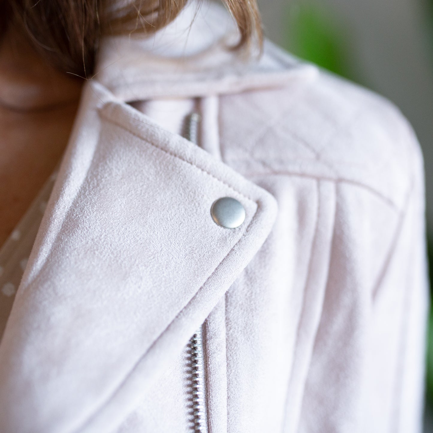 Suede Biker Jacket - Blush