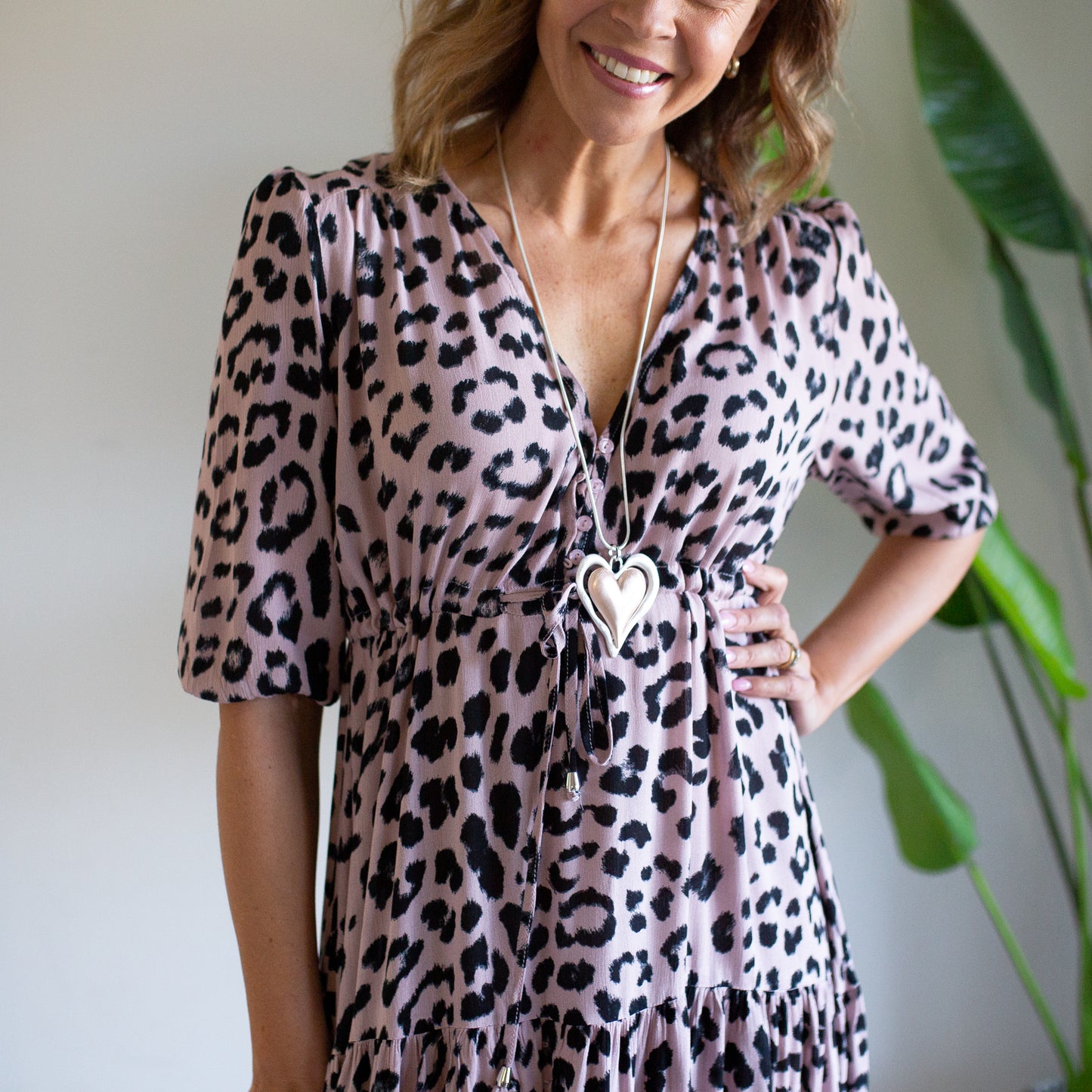 Dusty Pink Leopard Maxi Dress