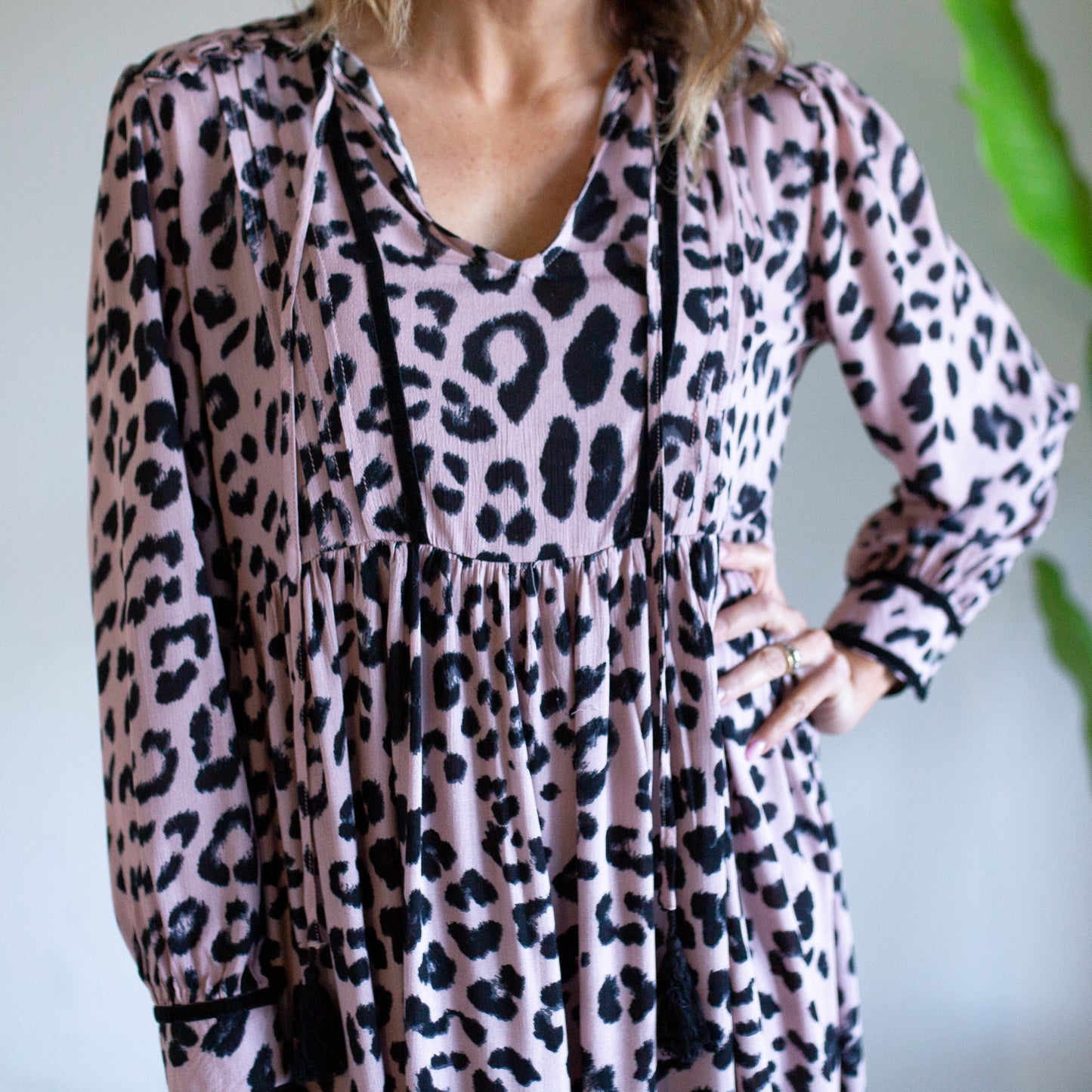 Dusty Pink Leopard Short Dress