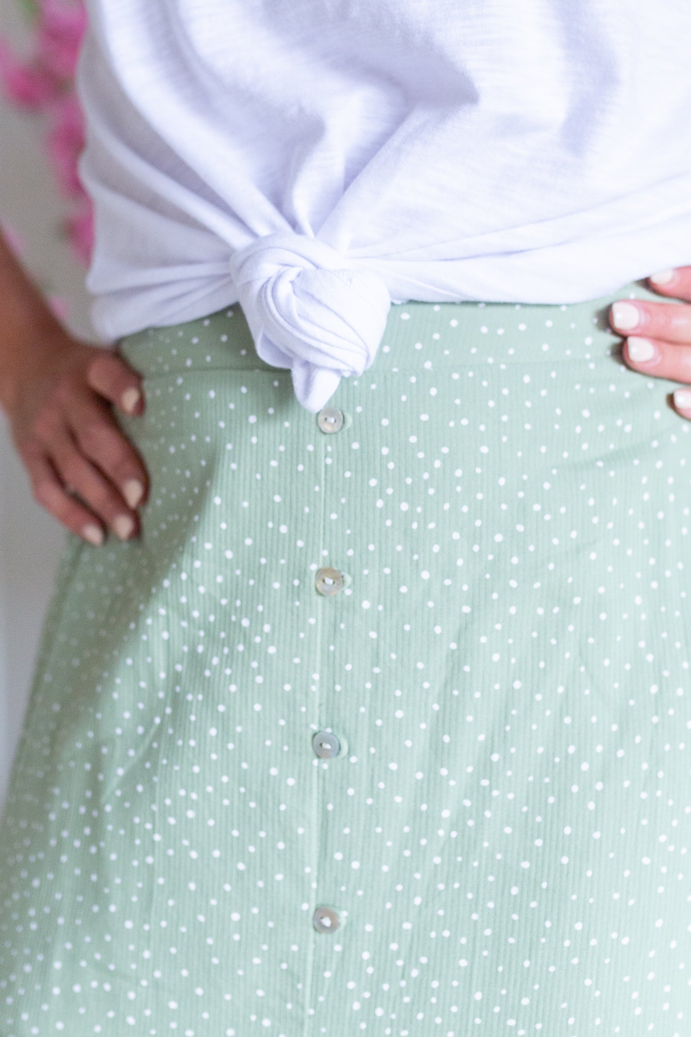 Sage Polka Dot Skirt