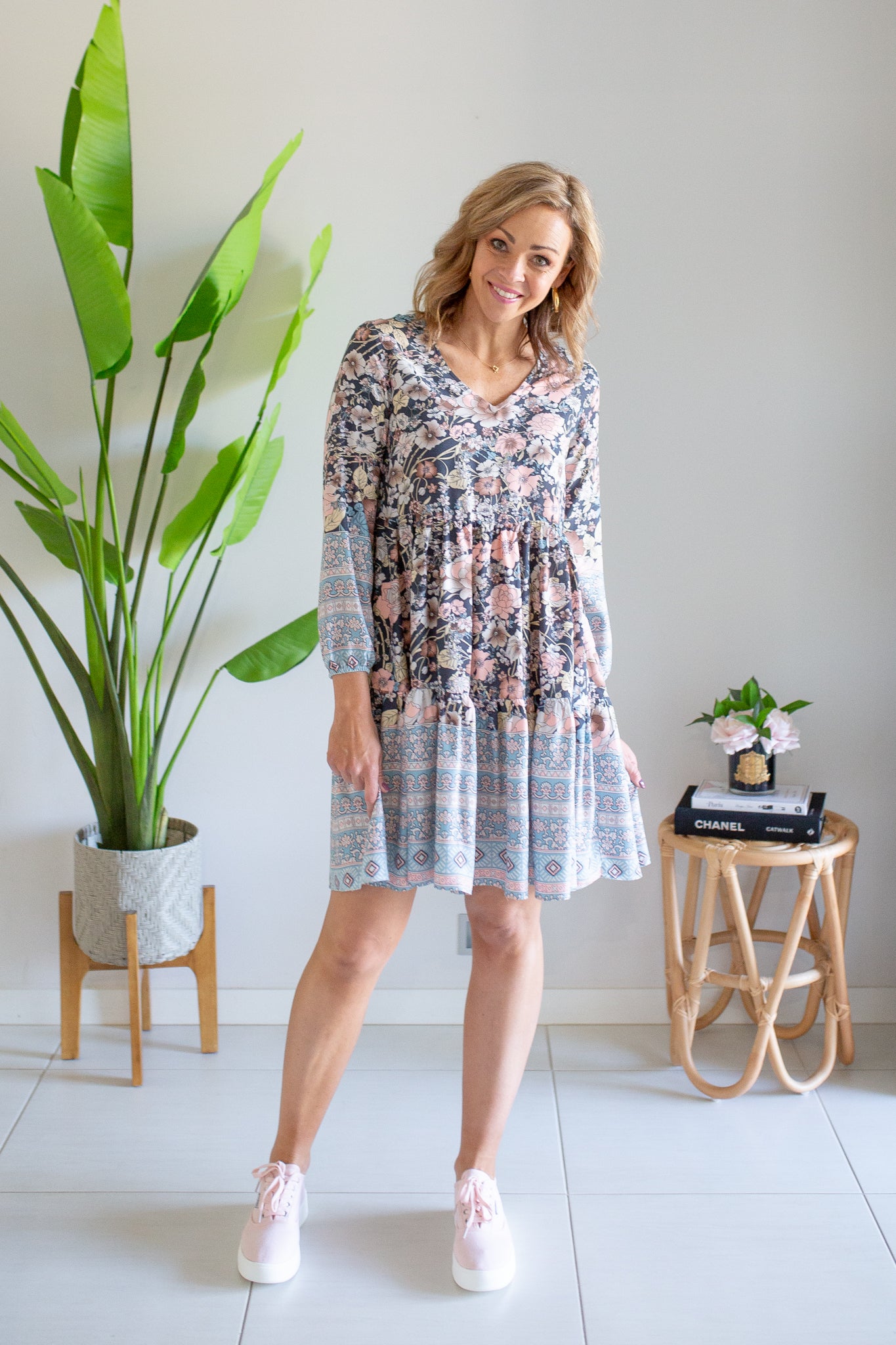 Autumn Blossom Short Dress