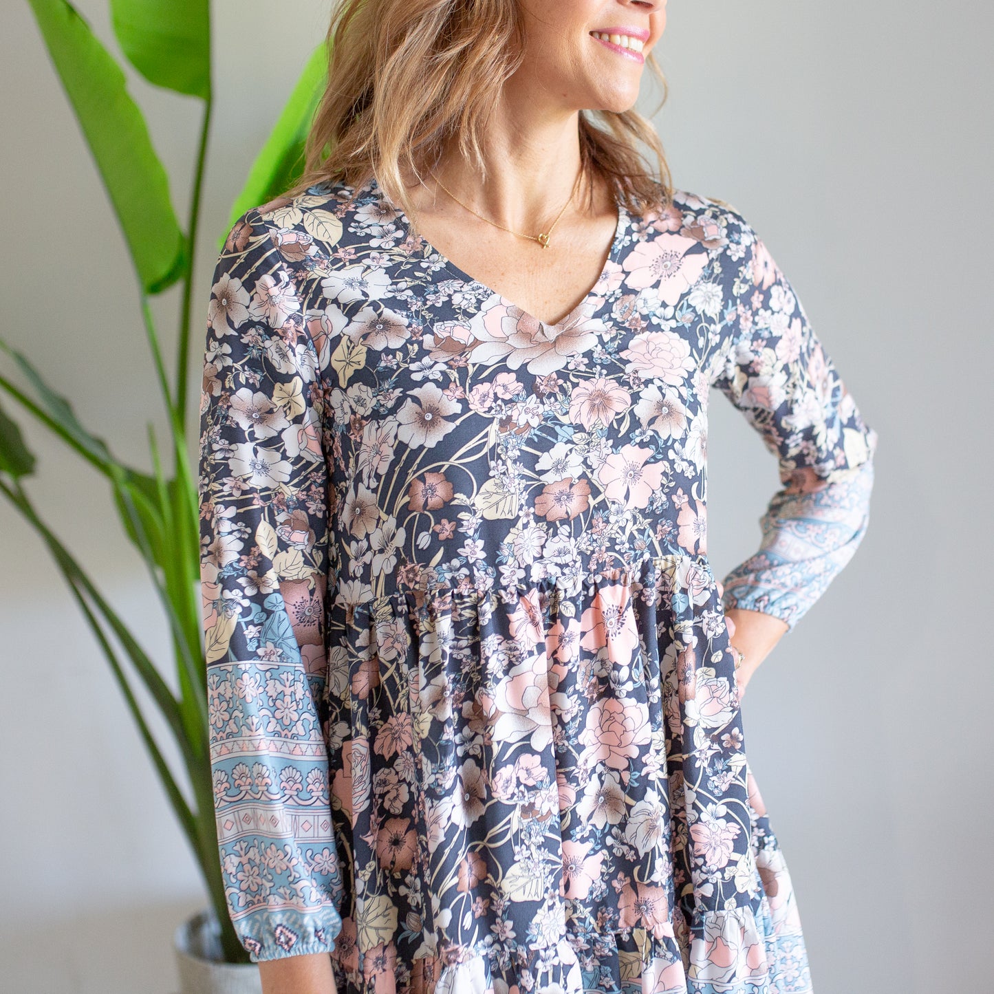 Autumn Blossom Short Dress