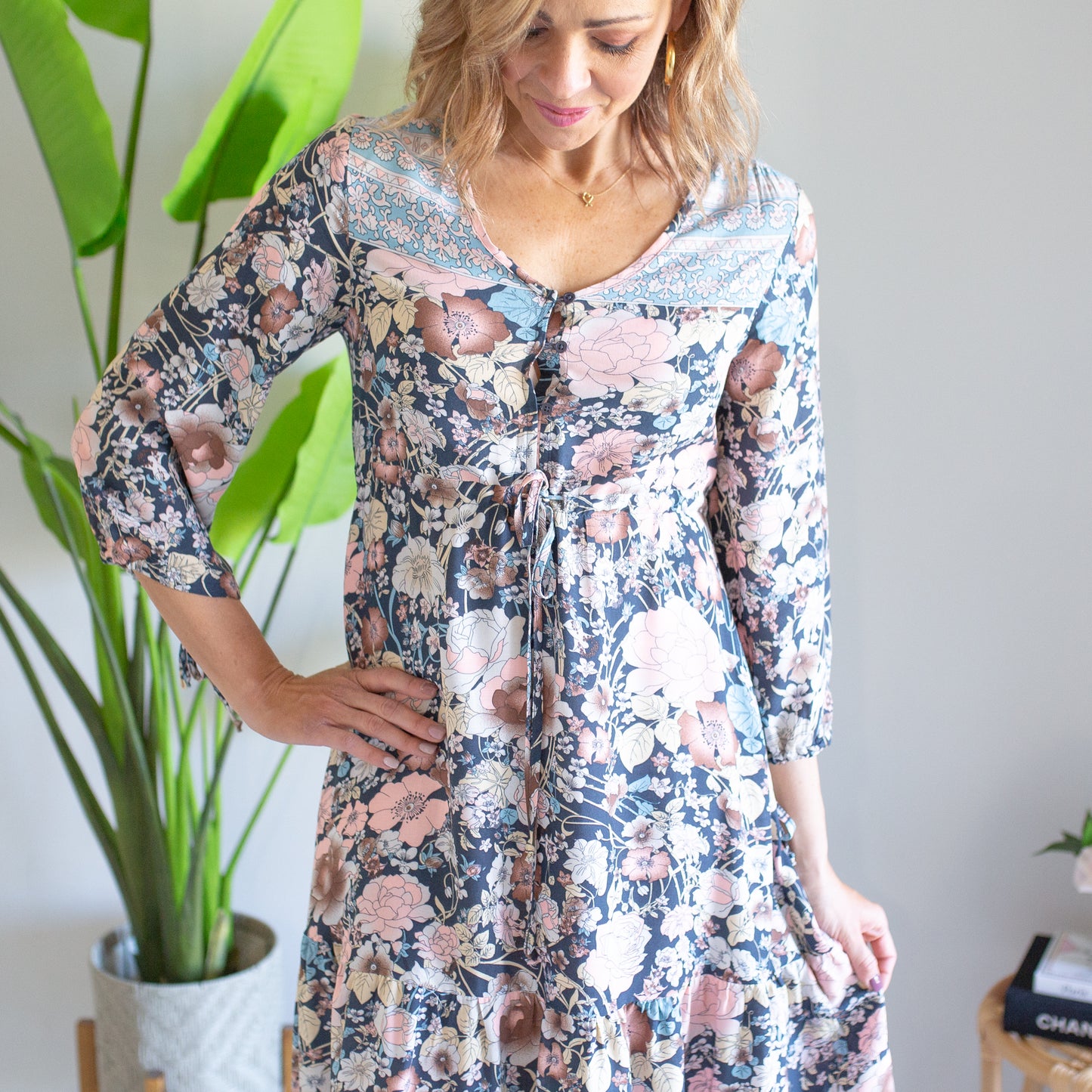 Autumn Blossom Maxi Dress