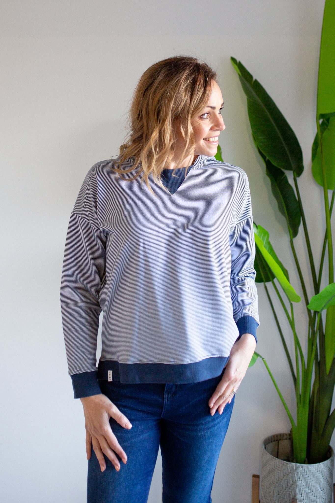 Beloved Stripe Pull Over - Navy/White Stripe