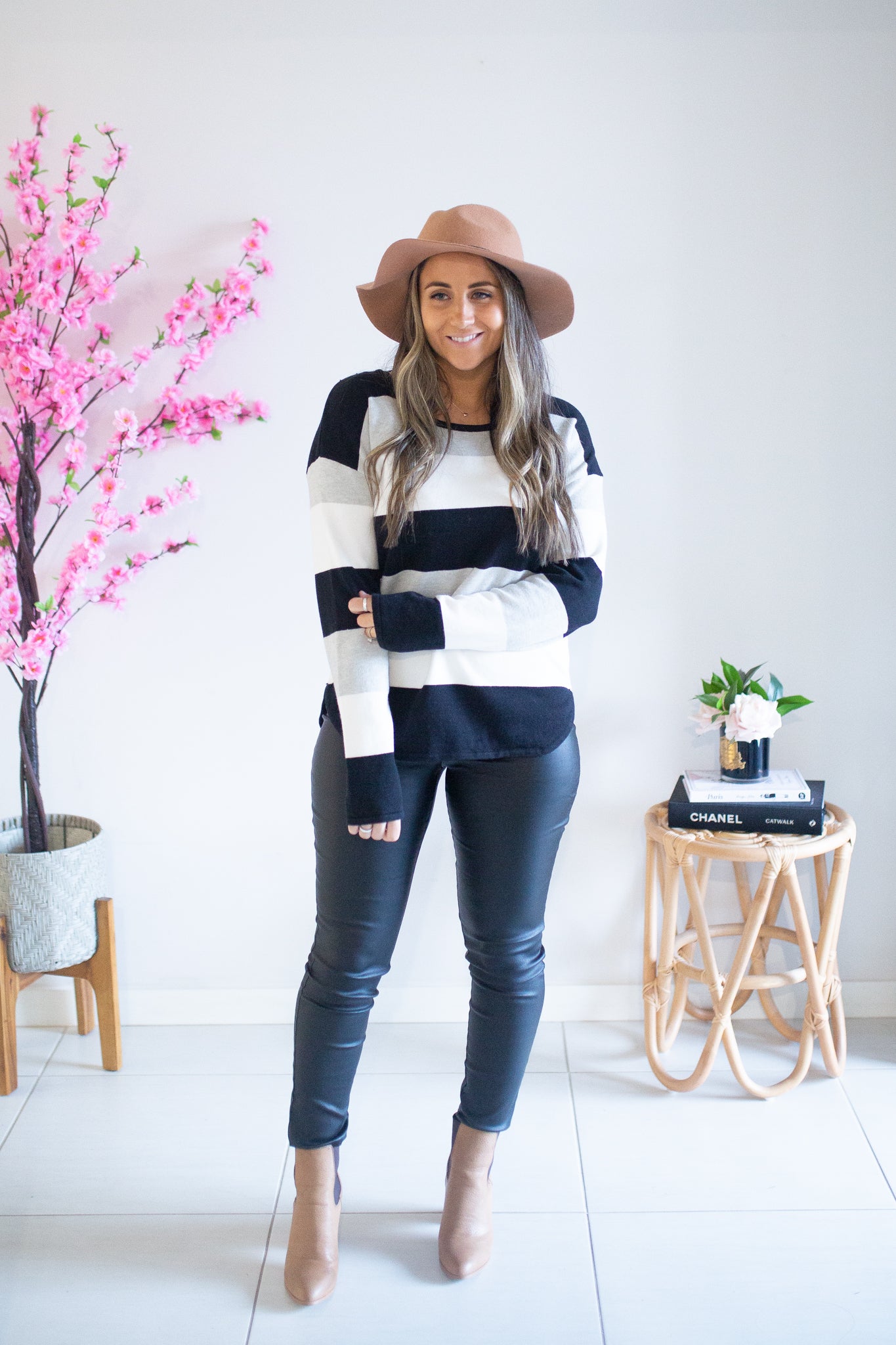 Stripe Knit - Black/Grey/White