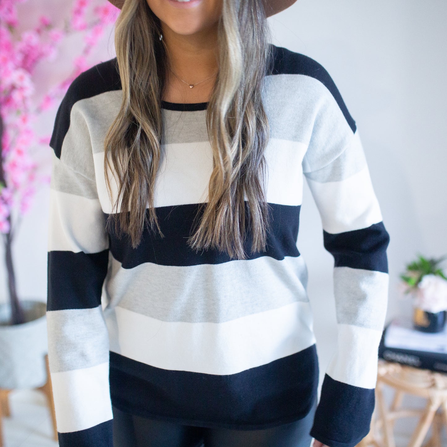 Stripe Knit - Black/Grey/White