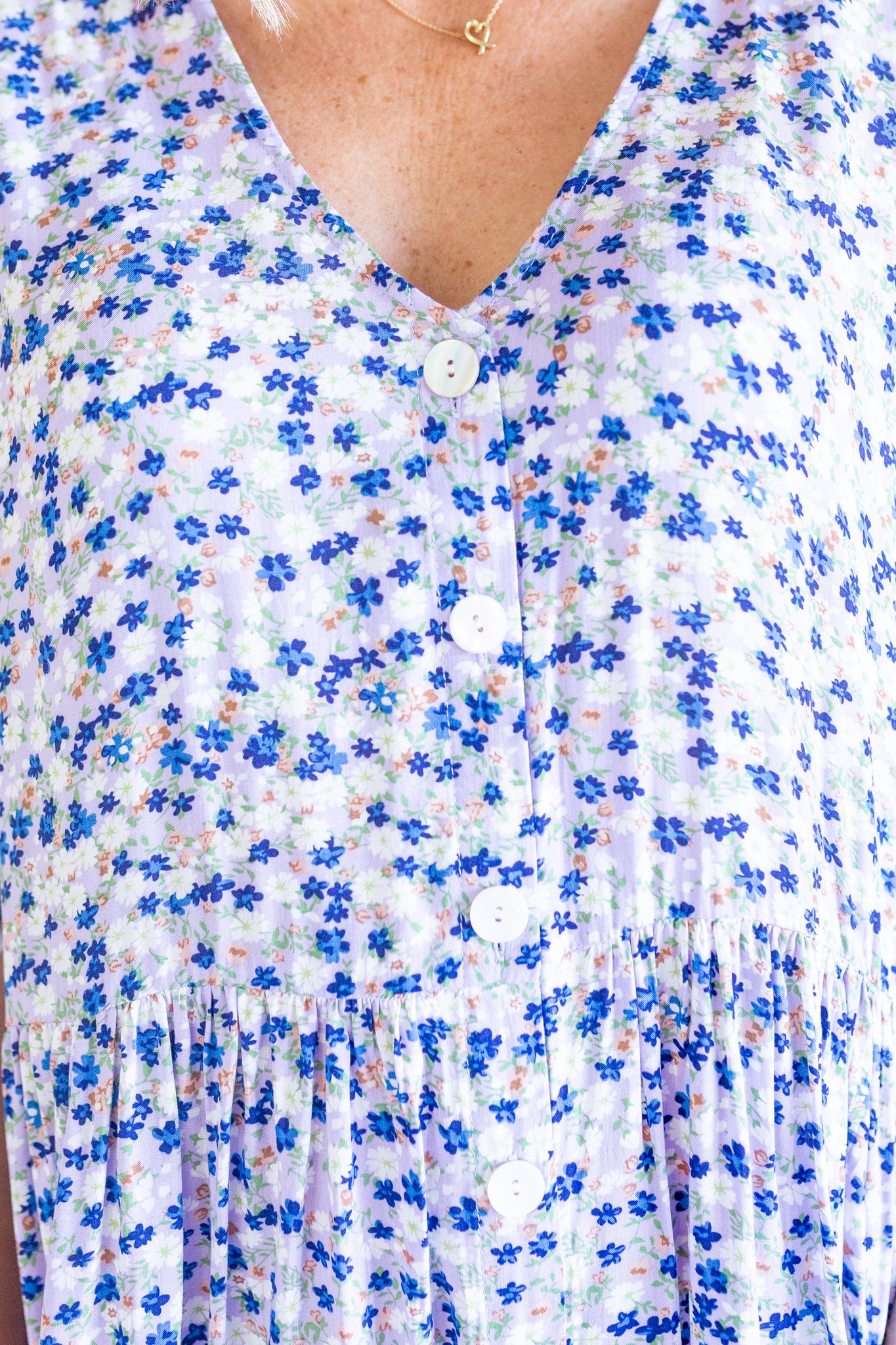 Oversized Box Pocket Dress- Lilac Floral