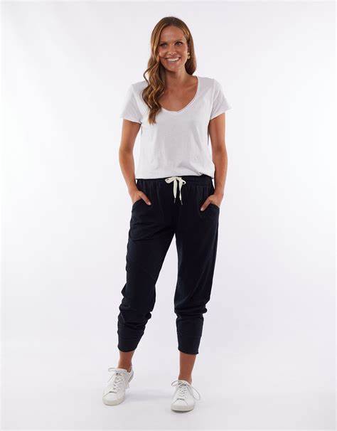 Elm Ribbed Trim Pant - Black