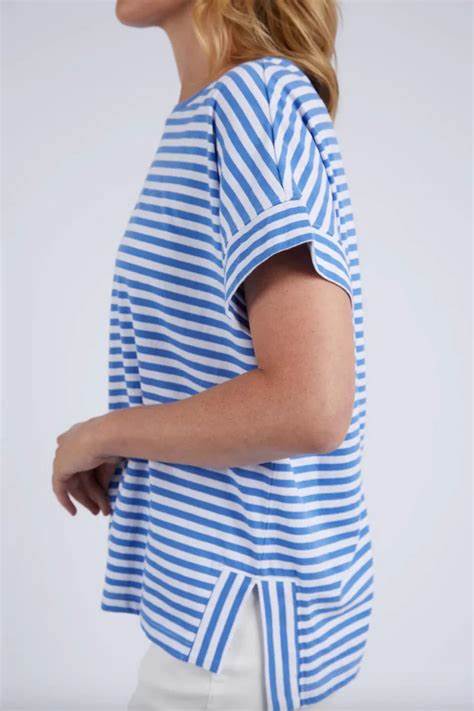 Yara Stripe Tee - Cerulean Blue & White