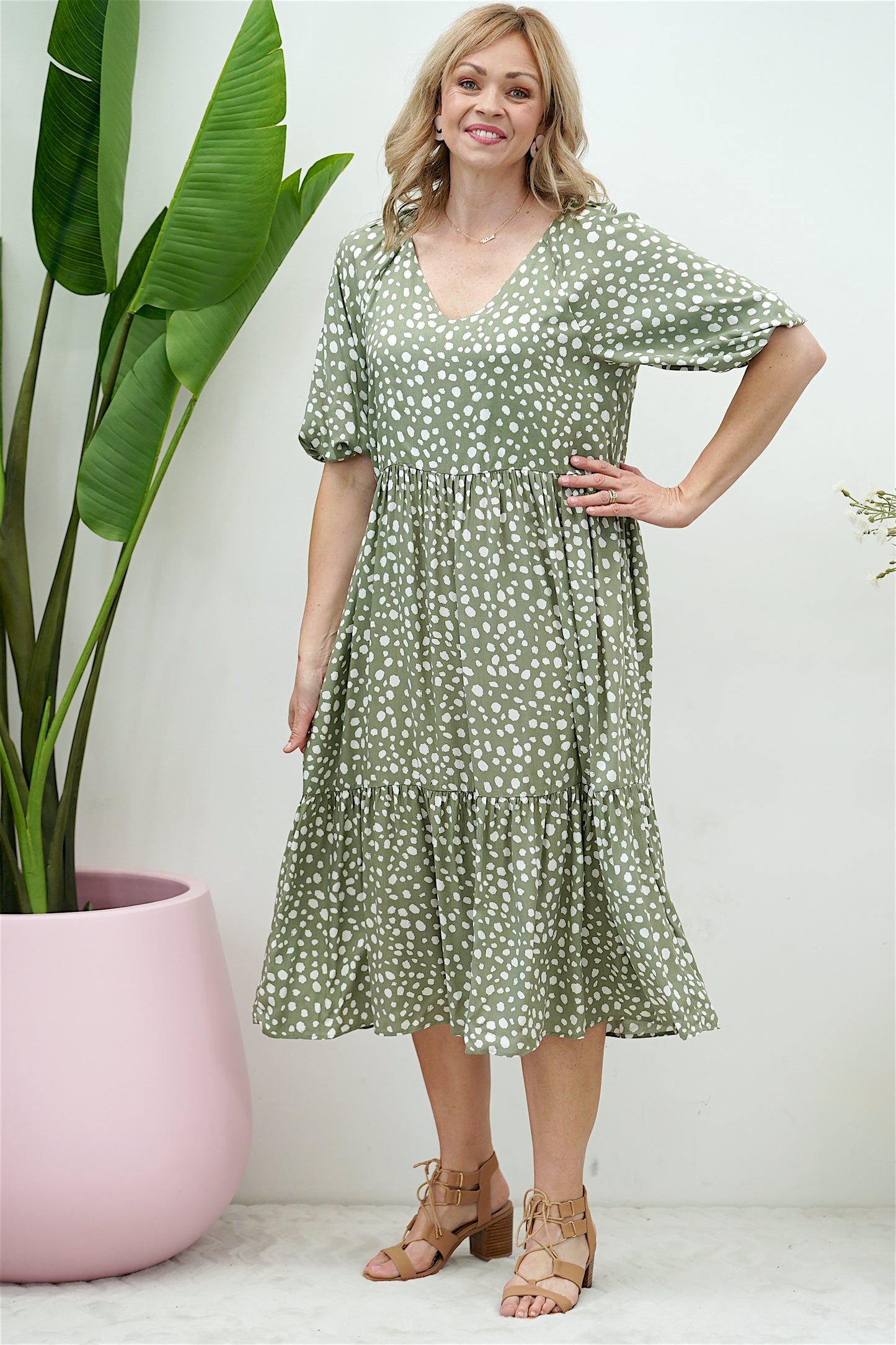 Sage Dalmatian Dress