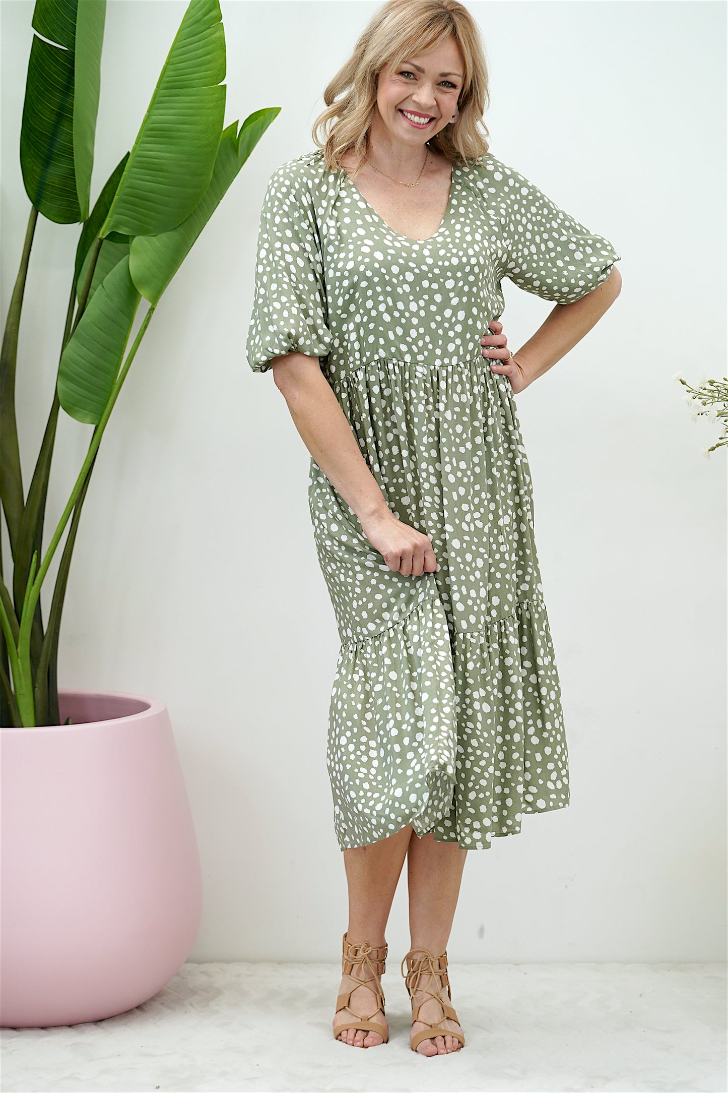 Sage Dalmatian Dress