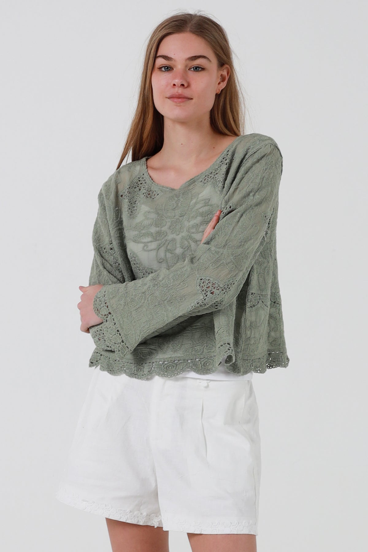 Cropped Lace Cover - Khaki