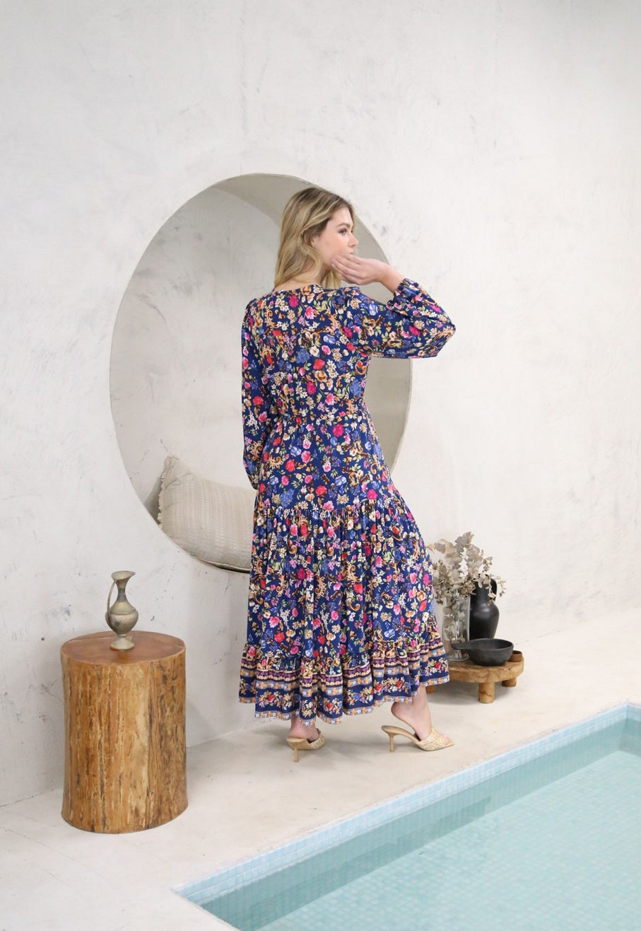 Salty Breeze Maxi Dress- Vintage Navy