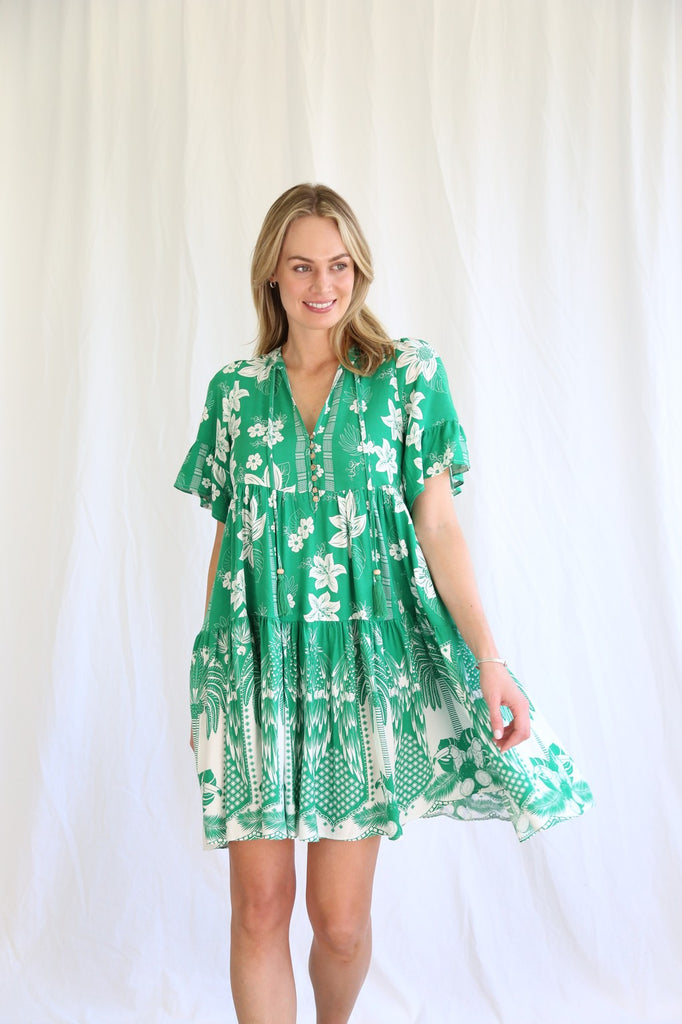 Milan Dress - Green Tropics
