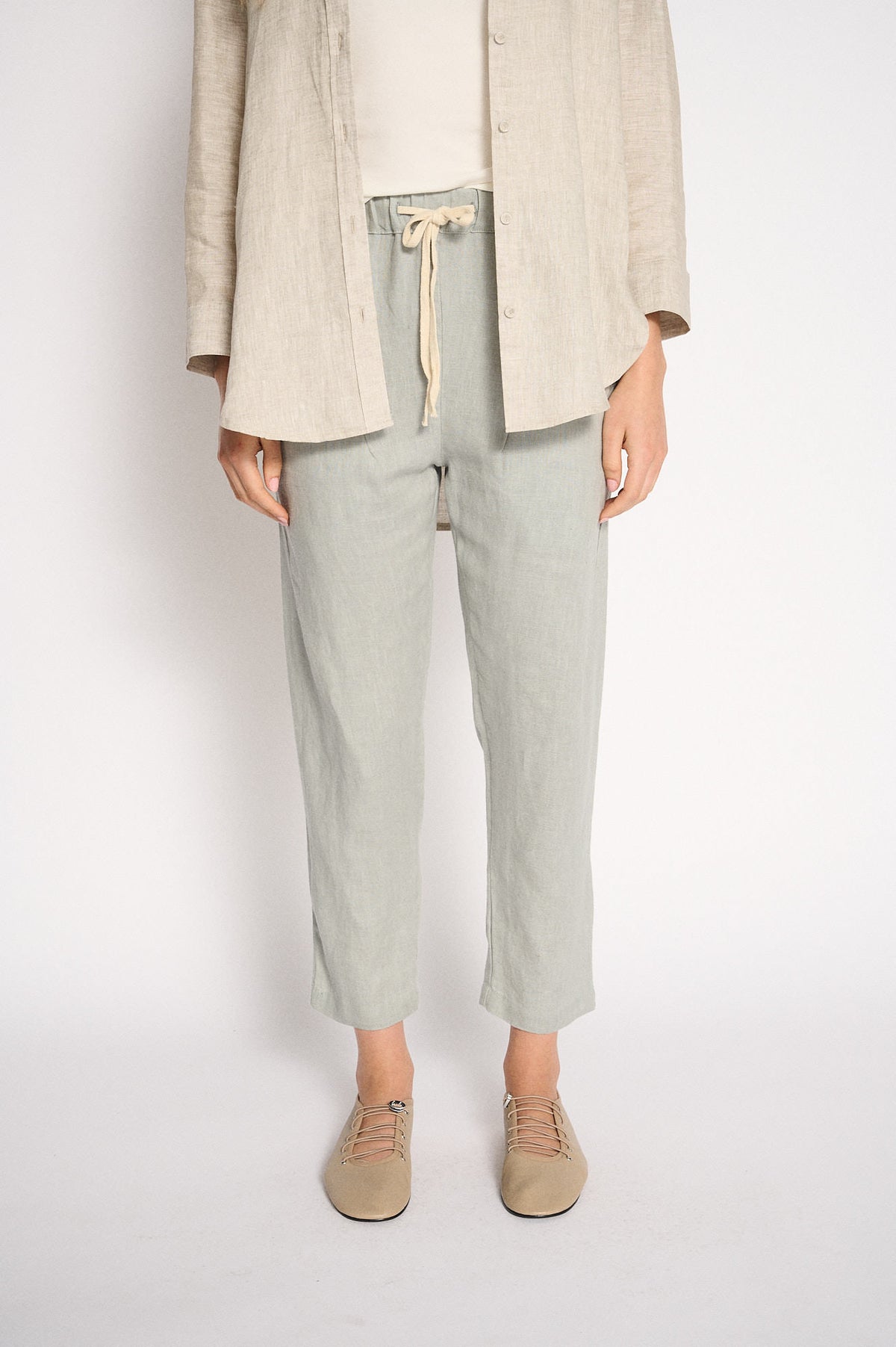 Luxe Linen Pant - Dusty Aqua